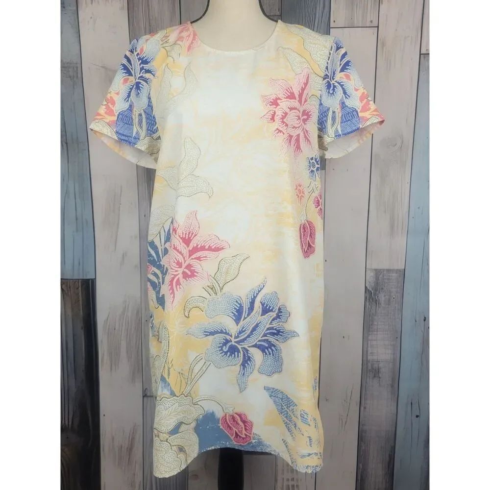 MinkPink Yellow Red Blue Floral Batik Mini Dress Size Medium